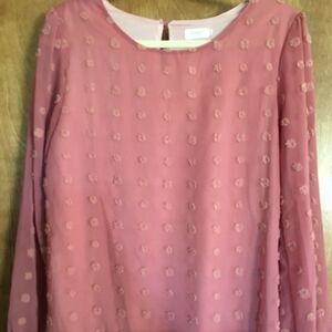 Qearal SZ Small Pink Long Sleeve Top Blouse